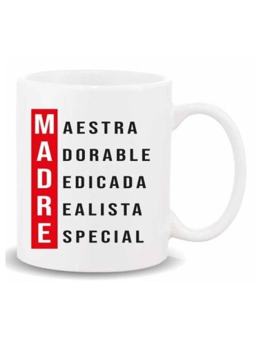 MUG CON MENSAJE ,MADRE ..MAESTRA....