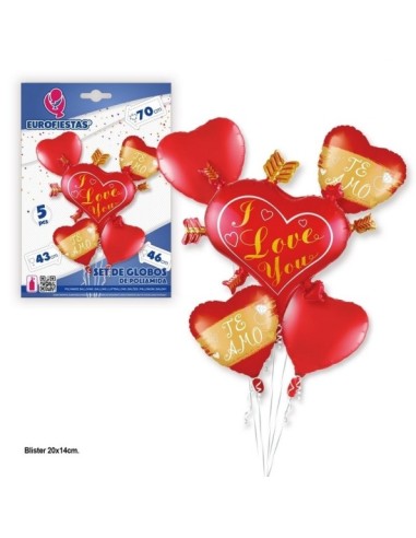 SET GLOBOS CORAZONES TE AMO PQ.12 C/120U