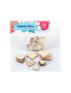 PLACA DE MADERA CORAZON 18PCS