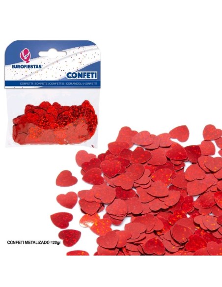 CONFETI BRILLANTE CORAZÓN ROJO PQ.12 C/360U