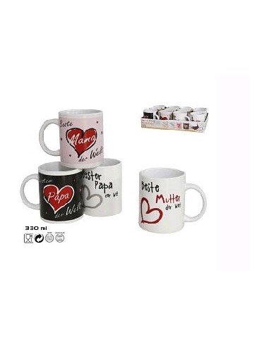 JARRA MUG MUM/DAD 330 ML 4 SURT. - CERAM