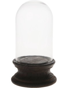 BELL WITH PEDESTAL GLASS / WOOD Ø15X26.5CM