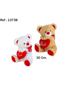 OSO CORAZON DE LADO 30CM. 2 COLORES