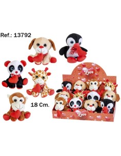 ANIMALES OJOS GRANDES 5 SURT. CORAZON 17CM.