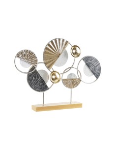 DECORACION METAL 65,4X9X49,5 CIRCULOS DORADO