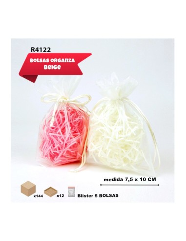 BOLSA DE ORGANZA 7.5X10CM BEIGE 5UD