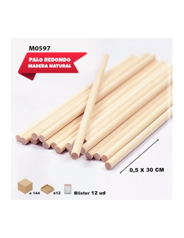 PALO REDONDO DE MADERA 5MMX30CM