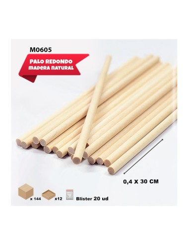 PALO REDONDO DE MADERA 4MMX30CM