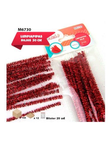 LIMPIAPIPAS BRILLANTE ROJO 0.6 X 30CM 20PCS
