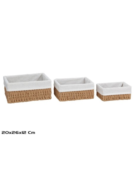 S/3 CESTAS RECT. EVA 26X20X12CM NAT