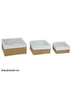 S/3 CESTAS RECT. ANA 24X24X12CM NATURAL