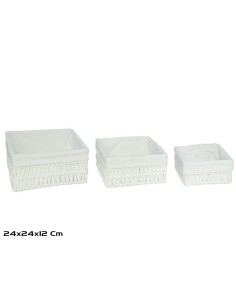 S/3 CESTAS RECT. ANA 24X24X12CM BLANCO