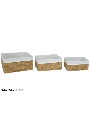 S/3 CESTAS RECT. ISA 34X24X17CM NATURAL