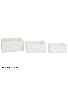 S/3 CESTAS RECT. ISA 34X24X17CM BLANCA