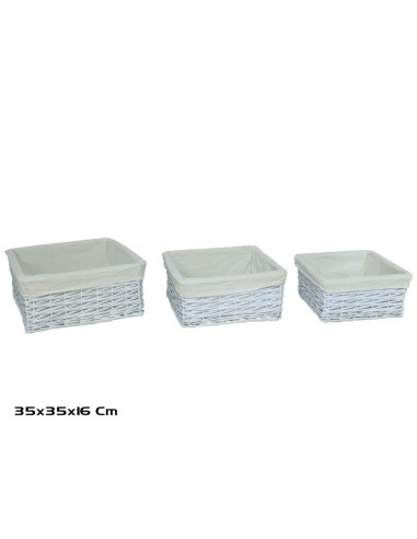 CESTA X3 PENELOPE 35X35X16CM BLANCO
