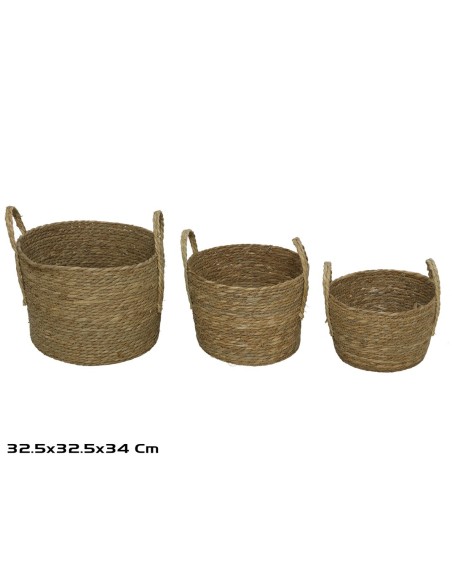 SET 3 CESTAS SEVILLA NATURA 32,5X5 X32,5X24,5/34CM