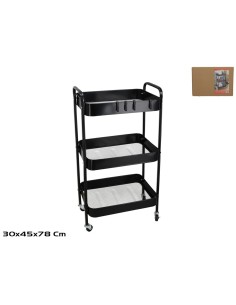 CARRITO MULTIUSOS 3 NIVELES LOLI 78X30X45CM NEGRO