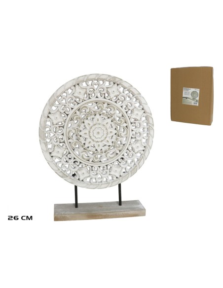 MANDALA REDONDO 26 CM C/SOPORTE - MADERA