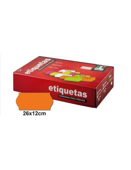 [R-26121000N] ETIQUETAS 26X12MM NARANJAS ROLLO 1000UDS.