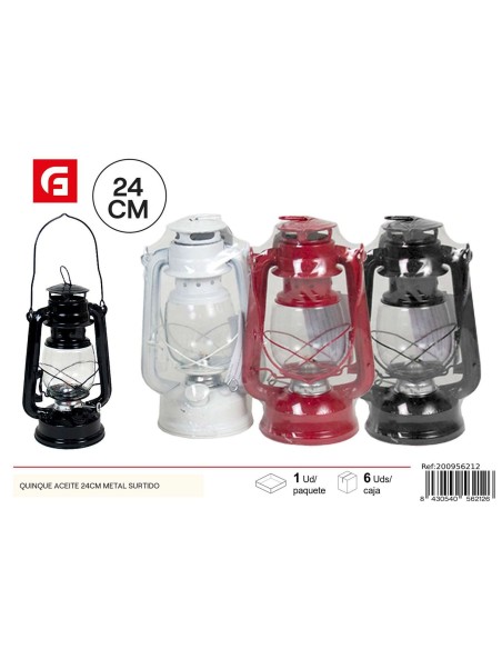 QUINQUE ACEITE 24 CM METAL SURTIDO