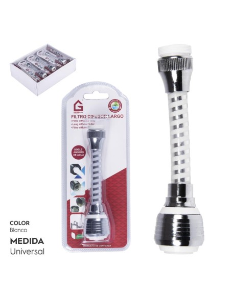 ADAPTADOR GRIFO PVC FLEXIBLE CROMADO BLANCO