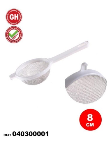 COLADOR PLASTICO BLANCO MALLA METALICA 8 CMS