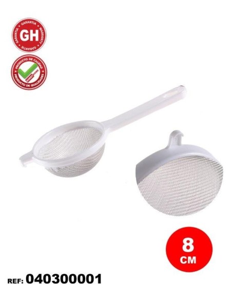 COLADOR PLASTICO BLANCO MALLA METALICA 8 CMS