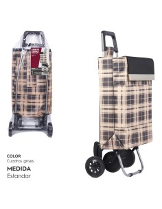 CARRO COMPRA 4 RUEDAS CUADROS NEGRO