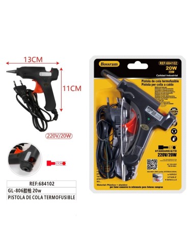 PISTOLA DE COLA TERMOFUSIBLE GL-806 20W