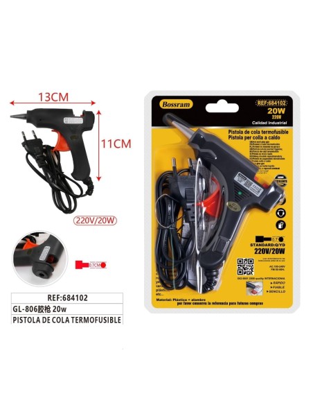 PISTOLA DE COLA TERMOFUSIBLE GL-806 20W