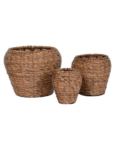 MACETERO SET 3 FIBRA METAL 41X41X32 NATURAL MARRON