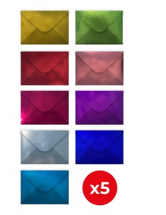 5 SOBRES BRILLANTES METALICOS 90X140