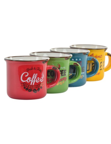 MUG PORCELANA 7,5X5,7X5 70 RETRO CAFE 4 SURT.