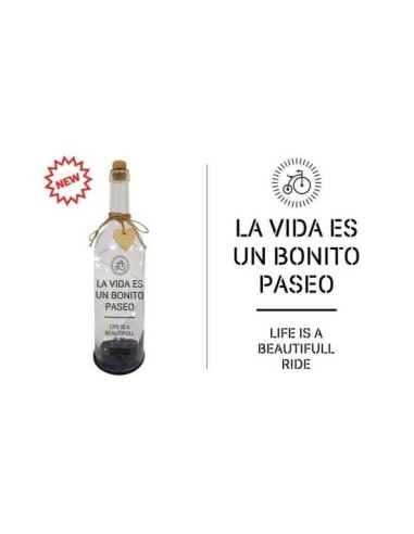 BOTELLA C/LUCES LED Y MENSAJE, LA VIDA ES UN ....