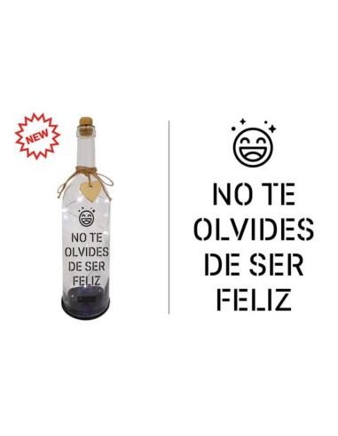 BOTELLA C/LUCES LED Y MENSAJE, NO TE OLVIDES...