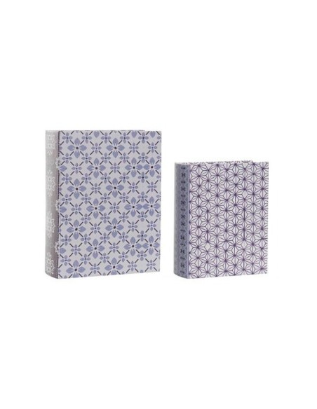 CAJA LIBRO SET 2 LIENZO MADERA 20X8X26 AZUL