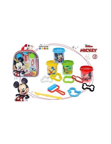 MICKEY-MOCHILA PLASTILINA 4X57G MOLDES&HERRAMIENTAS SURT