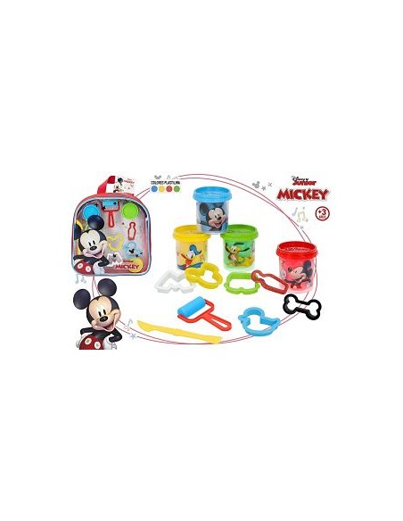 MICKEY-MOCHILA PLASTILINA 4X57G MOLDES&HERRAMIENTAS SURT