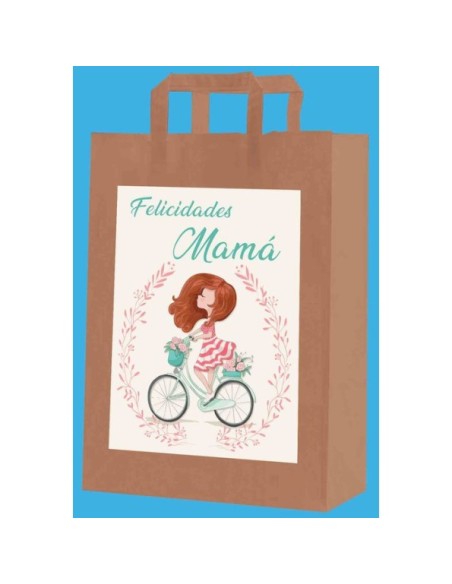BOLSA MEDIANA KRAFT "MAMÁ" (Paq.12) 34X9CM