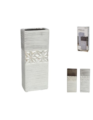 JARRÓN TITÁN 12X7,5X29,5CM GRÉS ORO/PL S