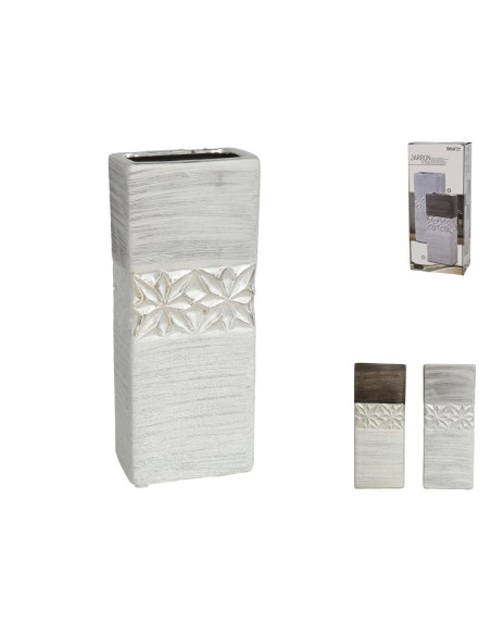 JARRÓN TITÁN 12X7,5X29,5CM GRÉS ORO/PL S