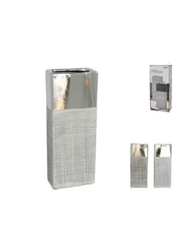 JARRÓN REA 12X7,5X29,5CM GRÉS ORO/PLA S