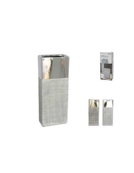 JARRÓN REA 12X7,5X29,5CM GRÉS ORO/PLA S