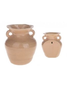 JARRON DE PARED COLGANTE CERAMICA 17X14X19CM MARRON