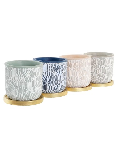 MACETERO CEMENTO 13X13X13 CON PLATO 4 SURT.