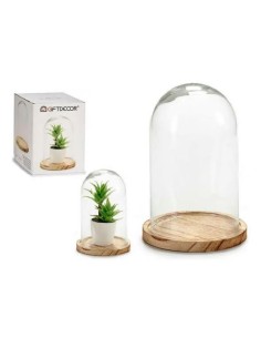 CUPULA CRISTAL BASE MADERA DIAM 22,5CM