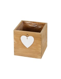 MACETERO MADERA CORAZON 15x15x15cm