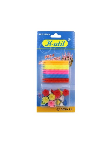 VELA CUMPLEAÑOS COLORES 20 C/SOPORTE