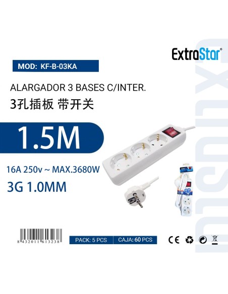ALARGADOR 3 BASE C/INTER 3G1.0MM 1.5MTS CJ60