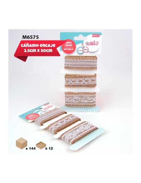 CINTAS CAÑAMO CON ENCAJE 3PCS 2.5 X 50CM